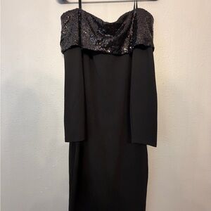 Elegant Black Sequin Off-Shoulder Dress
